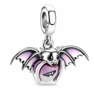 NWOT Vampire Winged Heart Bat Halloween Dangle Charm Sterling Silver 925